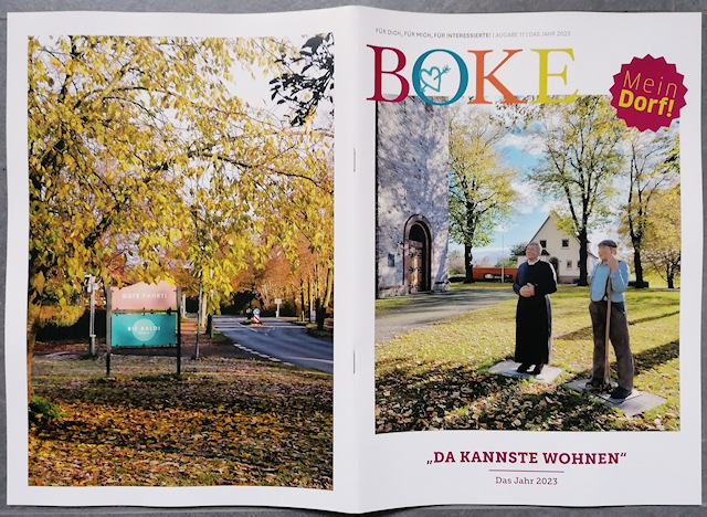 Rückseite und Titelseite der Dorfzeitung: Boke - Mein Dorf 2023